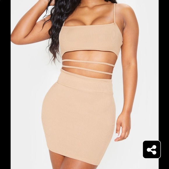 Stone Ribbed Strappy Cut Out Detail 